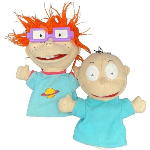 Vintage Rugrats Chuckie & Tommy 10" Hand Puppets 90s Nostalgia Kids Toy Set - Picture 1 of 7